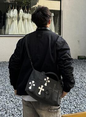 YUEN设计款暗黑系原宿通勤单肩斜挎包大容量复古挎包时髦街头男女