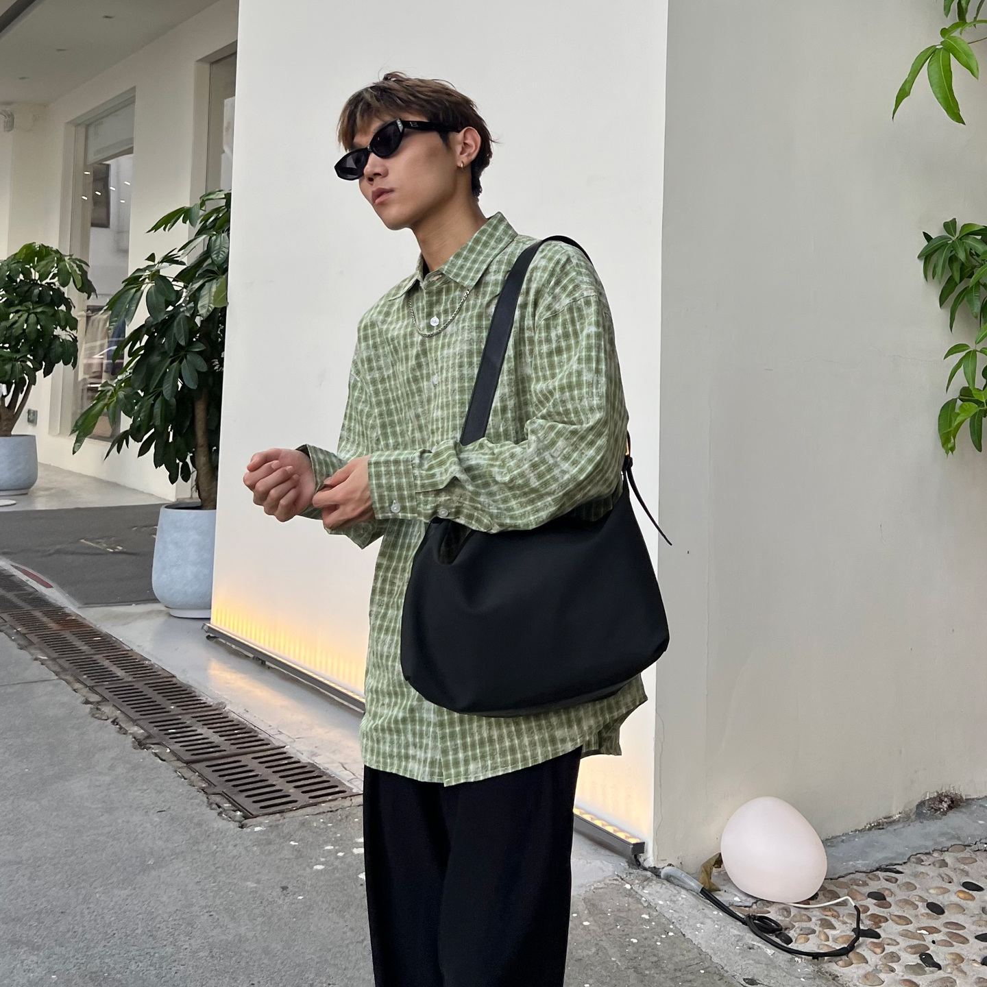 YUEN复古单肩斜挎腋下麂皮绒慵懒风托特挎包百搭ins风极简通勤潮