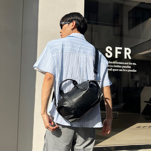 YUEN小众百搭软皮手提单肩斜挎手提波士顿小拎包轻便休闲pu枕头包