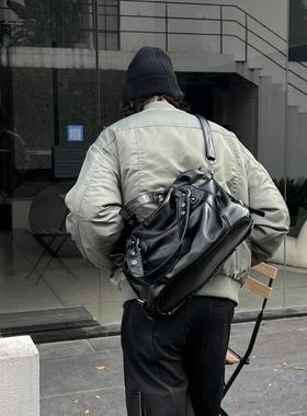 YUEN美式街头暗黑系原宿单肩斜挎大容量腋下手提挎包复古男女托特