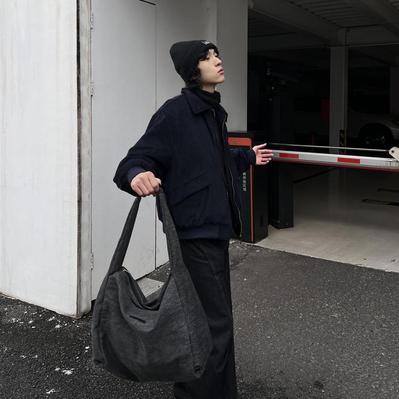 YUEN慵懒风托特韩国时髦ins复古单肩腋下帆布手提挎包男女大容量