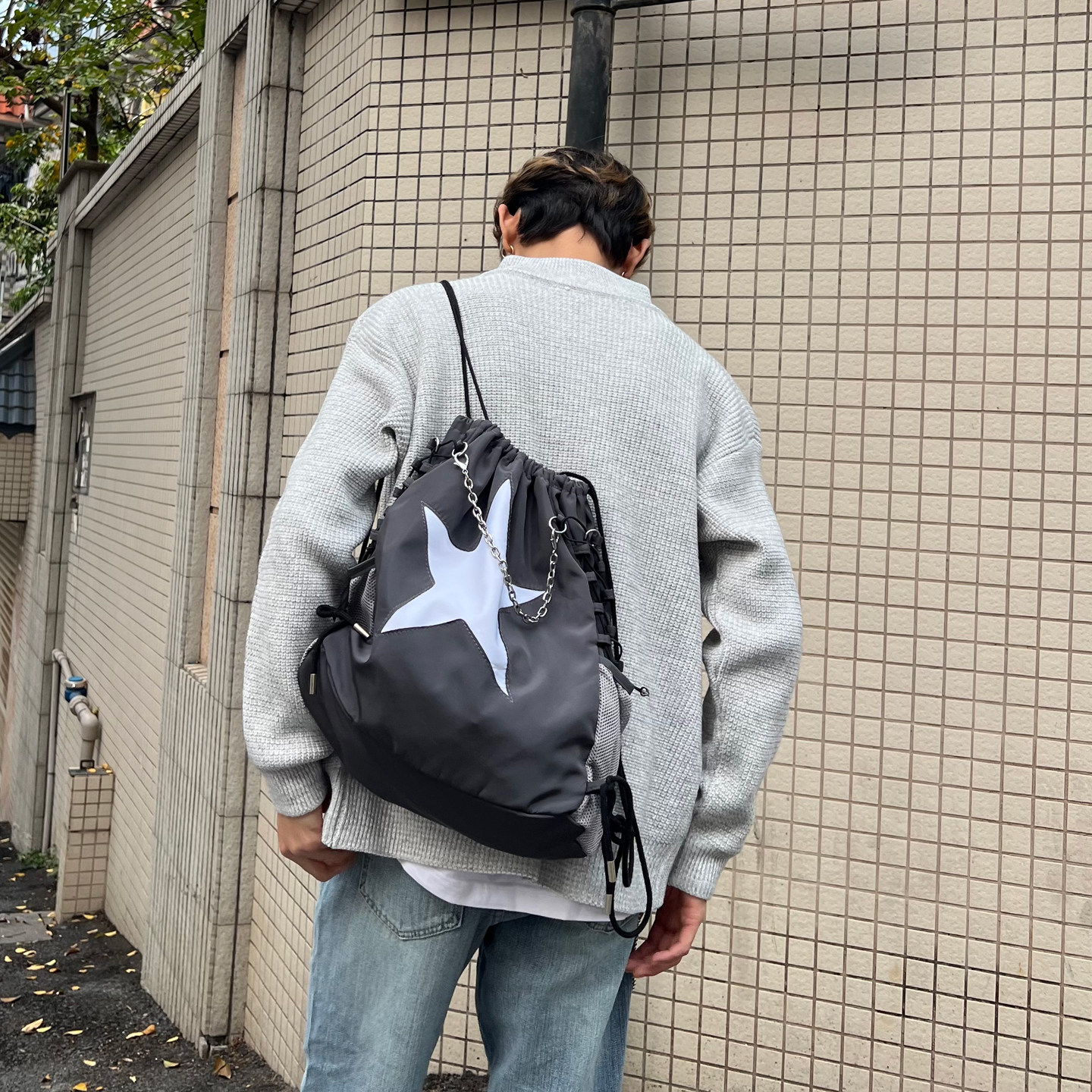 YUEN设计款ins复古轻便双肩包男女大容量休闲运动休闲抽绳韩国潮,箱包皮具/热销女包/男包,男士包袋,淘宝优惠券,粉丝福利购,淘宝优惠卷