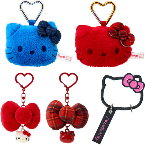 国内现货 港版三丽鸥Kitty爱心挂饰登山扣钥匙扣毛绒挂件