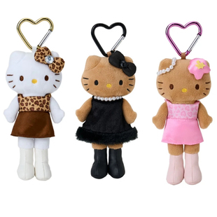 现货/补尾款 日本三丽鸥NIC 长腿黑裙 黑皮Kitty 爱心扣挂件