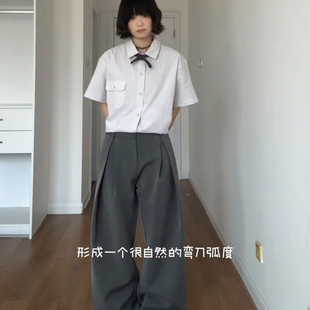 Stay the Night立体工字褶A字廓形弯刀TR西裤通勤休闲裤宽松垂感