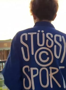 潮流嘻哈植绒棒球服字母夹克情侣外套男女同款斯图印花秋冬款卫衣