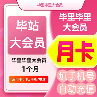 哔哩哔哩大会员bilibili b站会员秒冲到账 B站大会员1月季卡年卡