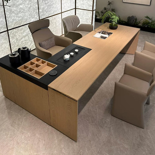 新中式实木现代简约实木茶桌家用办公胡桃木泡茶台储物一体化设计