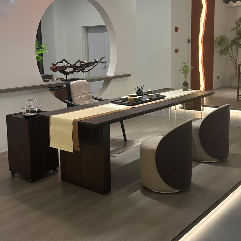 新中式实木茶桌2025新款高端亚克力腿北美黑胡桃木轻奢高级感茶台