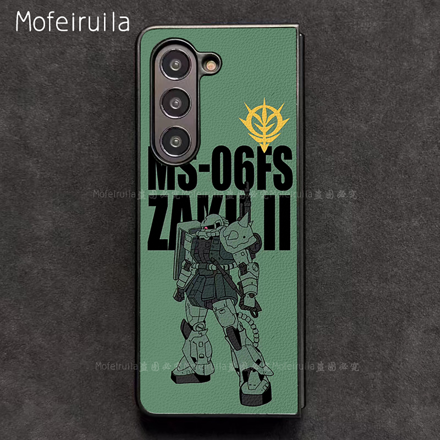绿扎古ZEON高达GUNDAM三星zfold7手机壳华为MateX6适用 荣耀Magic V5折叠屏小米MIX Fold4皮革vivo保护套oppo