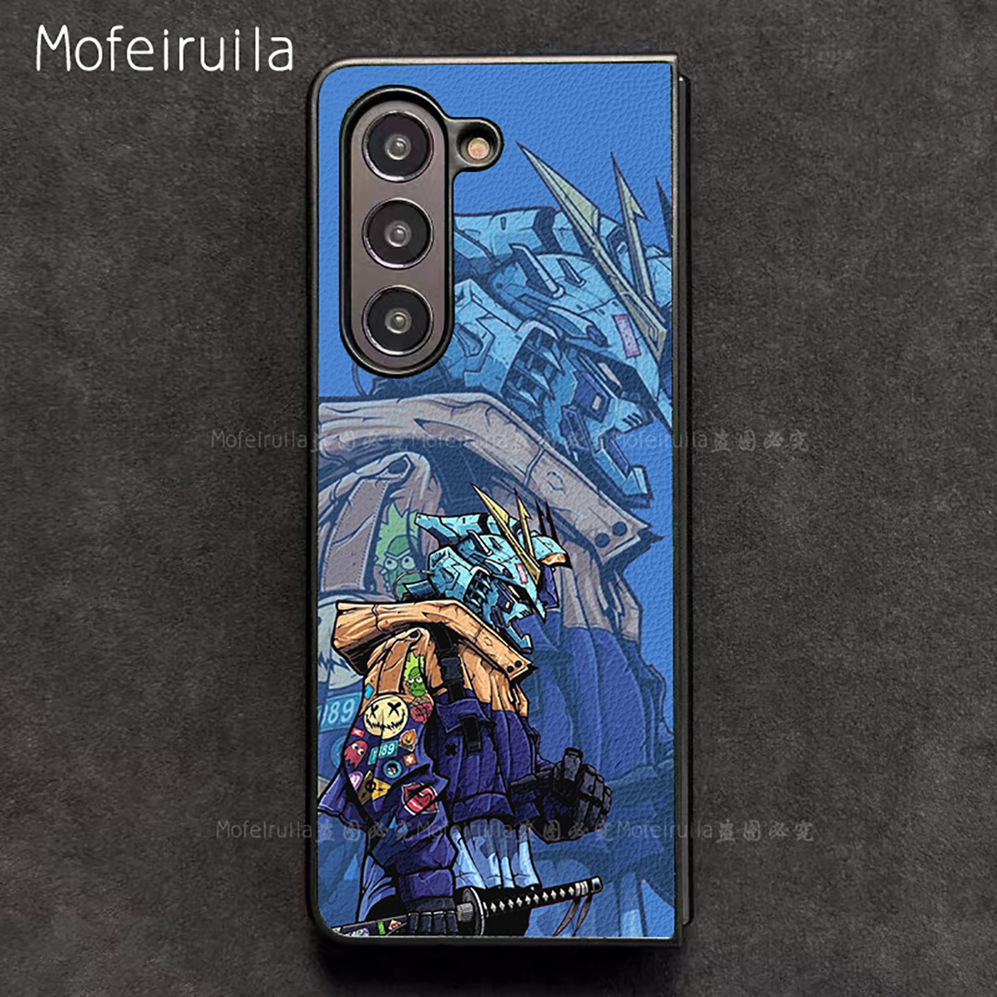 蓝武士高达GUNDAM三星zfold7手机壳华为MateX6适用 荣耀Magic V5折叠屏小米MIX Fold4皮革vivo x fold5保护套