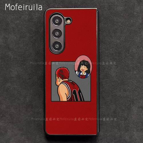 灌篮高手樱木花道晴子三星zfold7手机壳华为MateX7适用荣耀MagicV6折叠小米MIXFold4皮革OPPO Find N6保护套