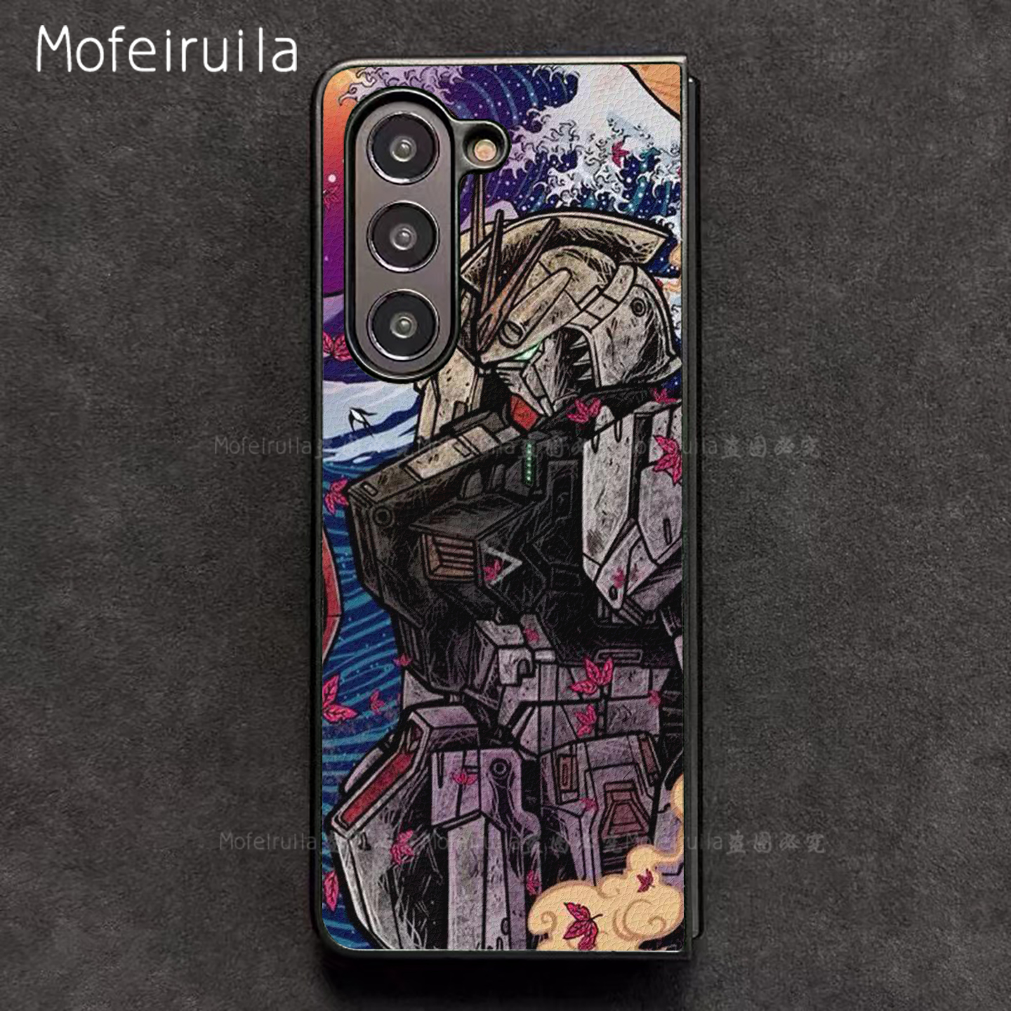 板画高达GUNDAM三星zfold7手机壳华为MateX6适用 荣耀Magic V5折叠屏小米MIX Fold4皮革vivo x fold5保护套