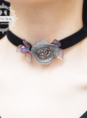 瑰陌饰品 百搭项链 金属花朵项链chock怎么搭怎么好看店主自留