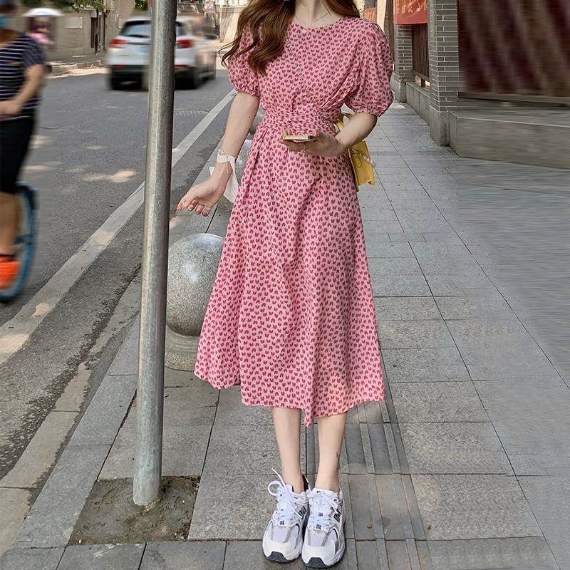 欧洲站2024年夏季网红新款碎花公主裙减龄洋气仙女连衣裙绝美长裙