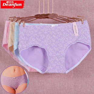 正品蝶安芬低腰纯棉女士内裤学生少女弹力棉平角短裤清新碎花棉质