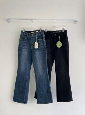 韩国howluk高腰弹力微喇叭牛仔裤女2025秋季新款显瘦显腿长裤子