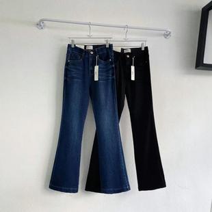 韩国howluk高腰松紧腰高弹力柔软微喇叭牛仔裤女2024秋季新款长裤