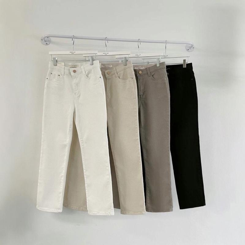 韩国代购松紧腰秋季全弹小直筒裤