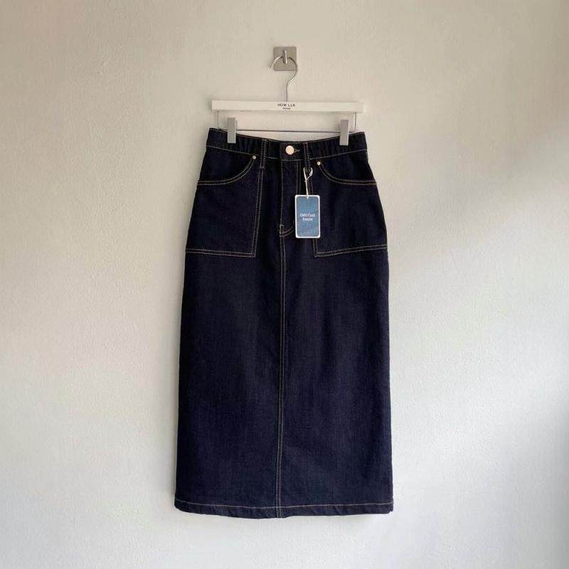 韩国代购松紧腰H型中长款半身裙