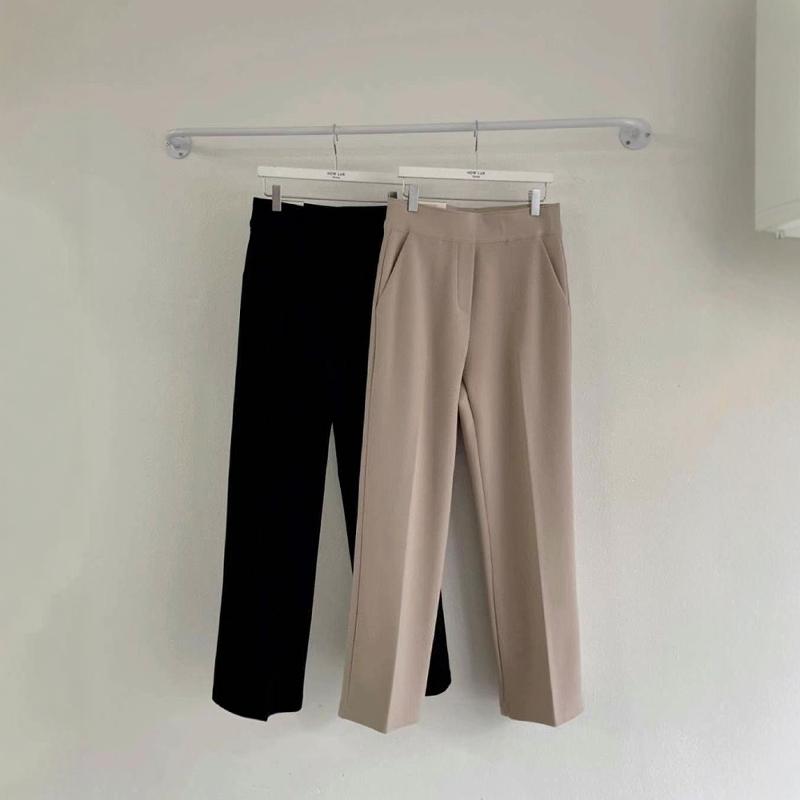 韩国代购微宽直筒加绒全弹西装裤