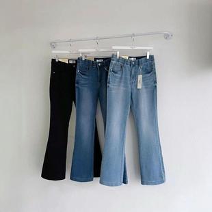 韩国HOWLUK松紧腰高腰牛奶棉弹力显瘦微喇叭牛仔裤女2025年春季新