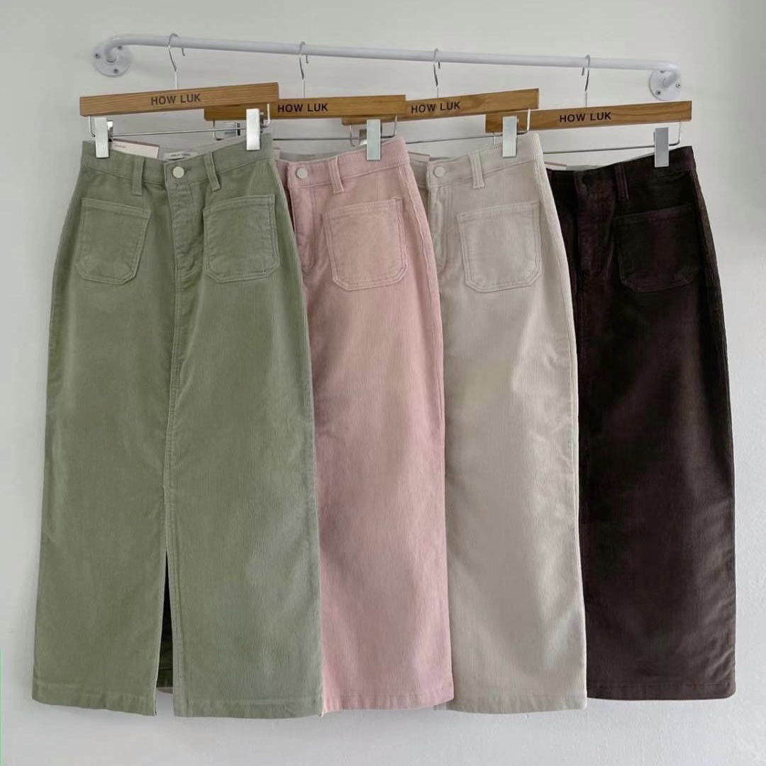 加绒灯芯绒howluk显瘦舒适H长裙