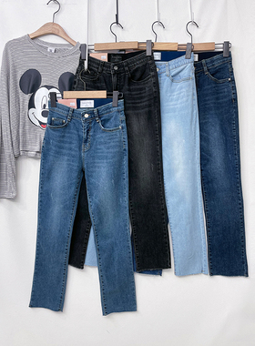 韩国东大门howluk宽松百搭直筒牛仔裤春装新款女弹力修身长裤