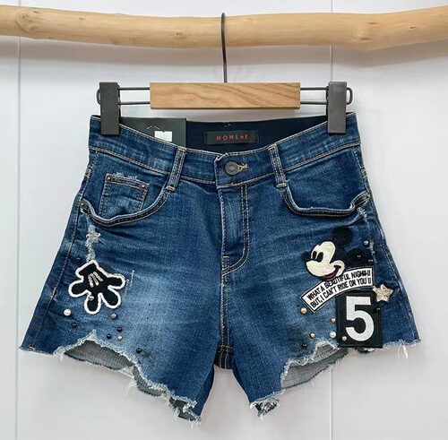 显瘦卡通米奇钉珠夏季牛仔短裤