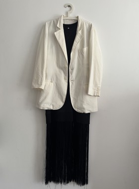 vintage丹麦DehHam小剪刀oversized水洗棉西装外套