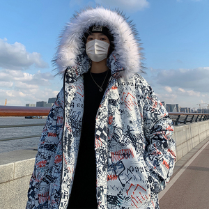 大码迷彩棉服男加厚港风外景棉宽松印花潮牌M2023P135图片