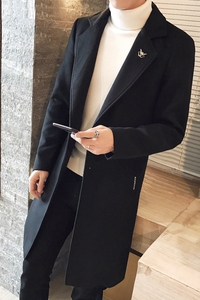 英伦店主风社会小伙中长款呢大衣男毛呢大衣外套305A/F709P70图片