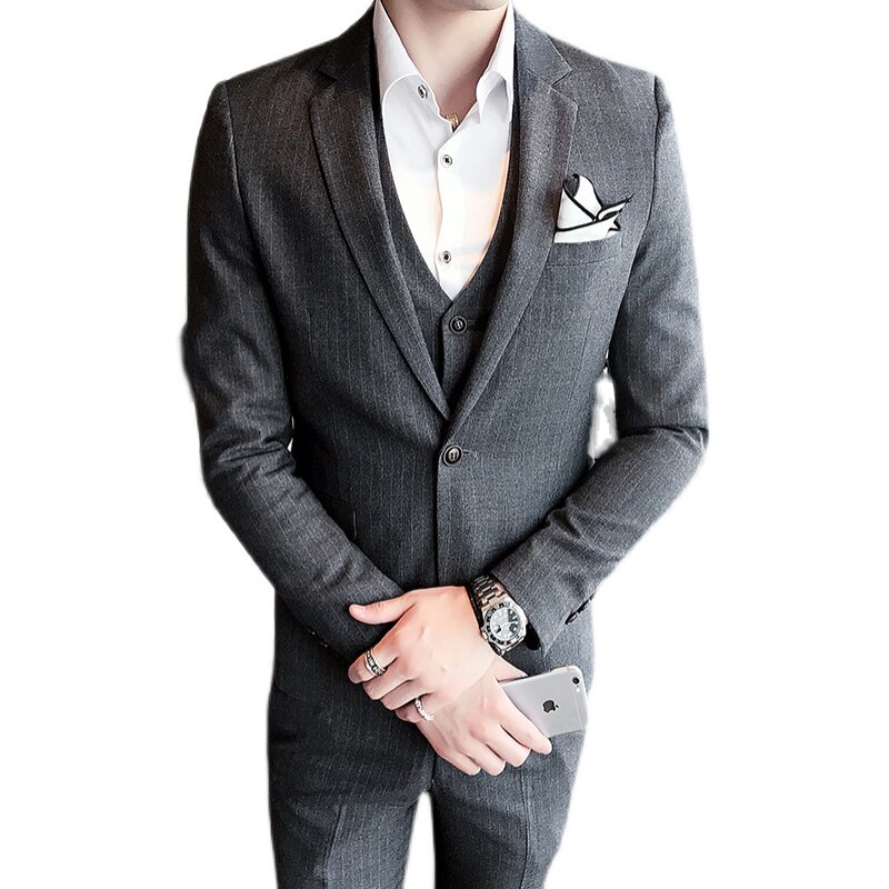 秋装新款小西装高品质西服套装结婚礼服三件套305A-XF15/265,男装西服套装,星座507-2（原305A）