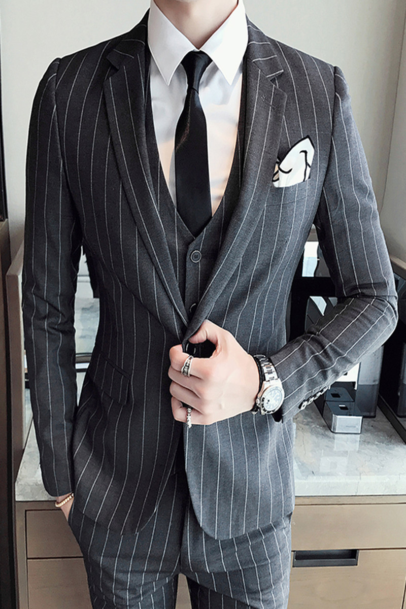 2022年潮流西服休闲男士商务竖条纹商务西装305A-XF20P265单排扣,男装西服套装,星座507-2（原305A）