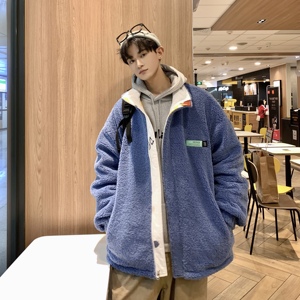 港风情侣冬季男士羊羔毛立领棉衣男纯色港风棉服305A/M2025-P118,男装棉衣,星座507-2（原305A）
