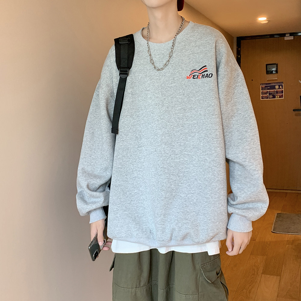 涂鸦印花加绒卫衣男士潮牌百搭ins宽松套头外套305A/W402P30街头图片