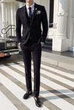 韩版青年商务修身条纹单排扣套装男新郎伴郎团礼服305A-XF20-265，男装西服套装，星座507-2（原305A）