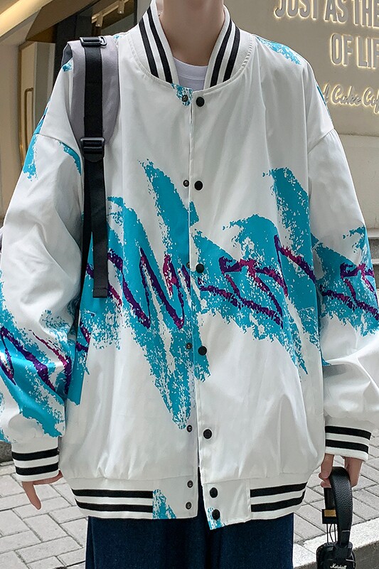 春款青少年流行棒球服外套印花潮流立领100%聚酯纤维-J,男装夹克,星座507-2（原305A）