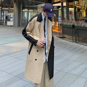 秋季男士中长款风衣韩版帅气雅痞过膝大衣英伦风外套潮F812图片