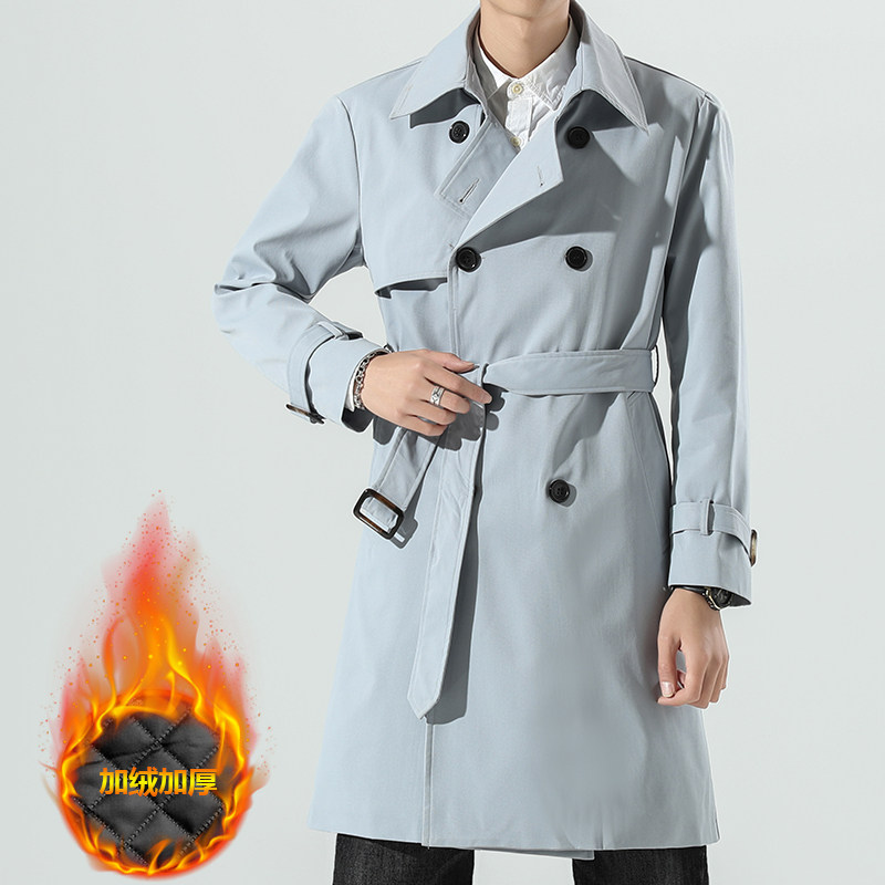 双排扣新款中长款风衣宽松青年英伦风加厚加棉外套F2022-P105,男装风衣,星座507-2（原305A）