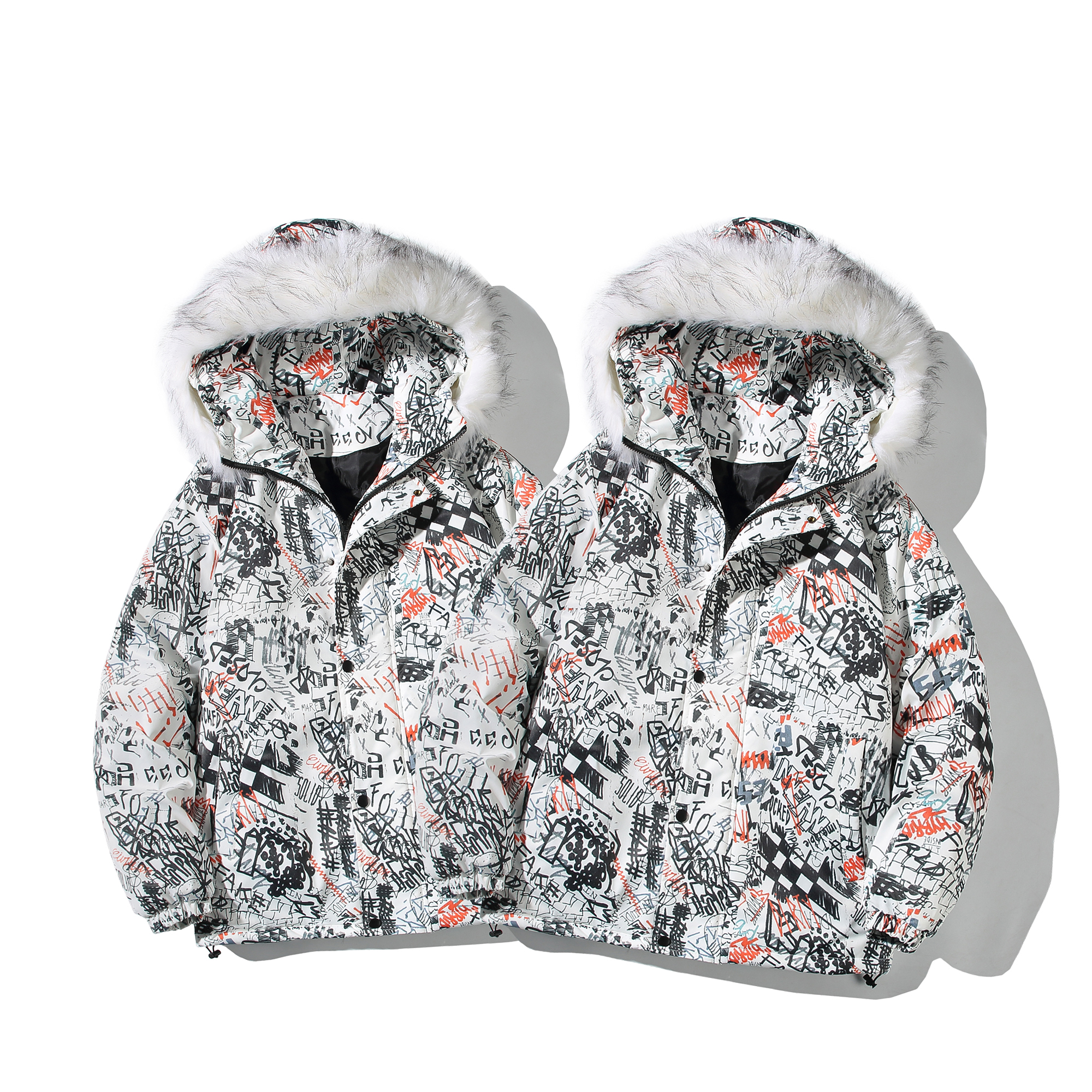 大毛领情侣装棉衣手掌印连帽加厚冬装派克服外套M2023P130带毛领，男装棉衣，星座507-2（原305A）