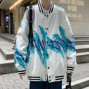 春款青少年流行棒球服外套印花潮流立领100%聚酯纤维-J图片
