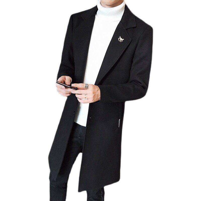 英伦店主风社会小伙中长款呢大衣男毛呢大衣外套305A/F709P70,男装风衣,星座507-2（原305A）