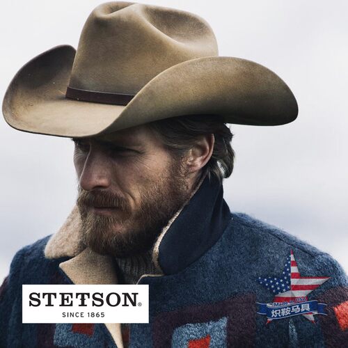 现货美产STETSON手工做旧牛仔帽