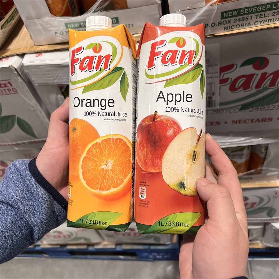 Costco代购 塞浦路斯进口FAN纯果芬橙汁苹果汁饮料风味12升0脂
