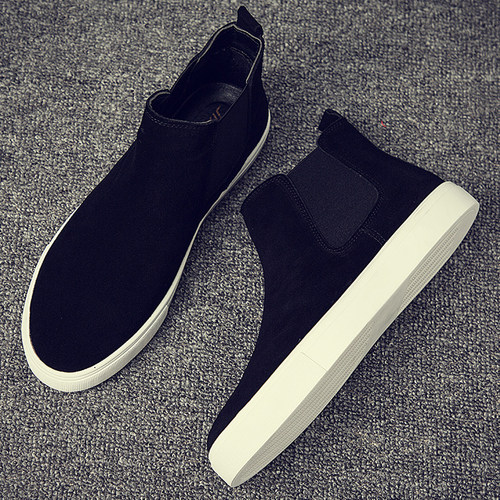 切尔西男加绒冬季马丁靴短靴高帮鞋子大码保暖一脚蹬棉鞋男鞋靴子