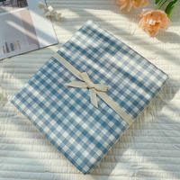 ins all-cotton washed cotton bed sheet, single piece, student dormitory 100 pure cotton checkered quilt, single pillowcase, three-piece set, single bed thumbnail 5