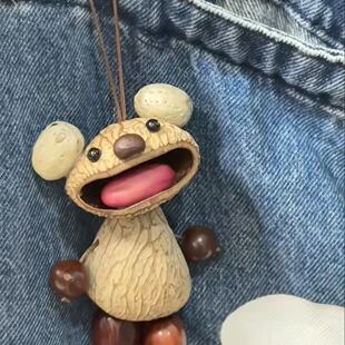 果壳风铃丑萌娃娃diy材料包治愈包挂件手工植物种子背包骑车挂饰