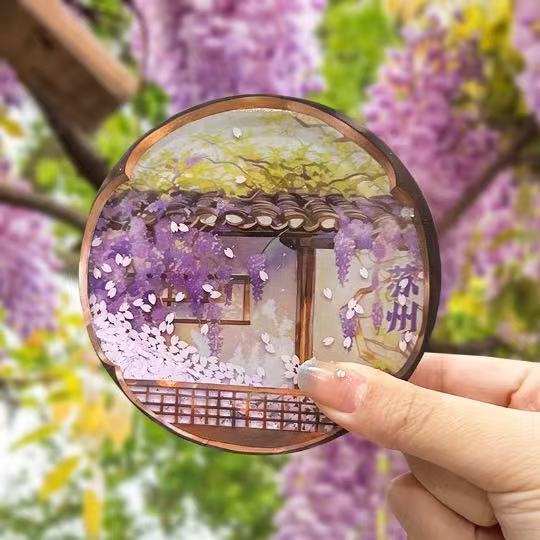 中国城市流沙冰箱贴北京故宫苏州旅游景点文创纪念品磁吸贴纪念品