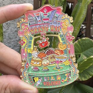 上海美食娃娃机金属冰箱贴螃蟹可滑动外滩精美礼物伴手礼文创礼物